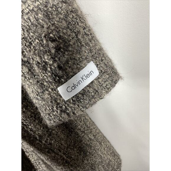 Calvin Klein Women’s Tweed Wool Belted Military Pea Coat size 10 Knit Collar - Picture 5 of 14